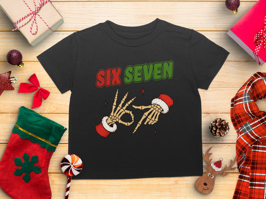 Six Seven Skeleton Hands Christmas Kids Shirt