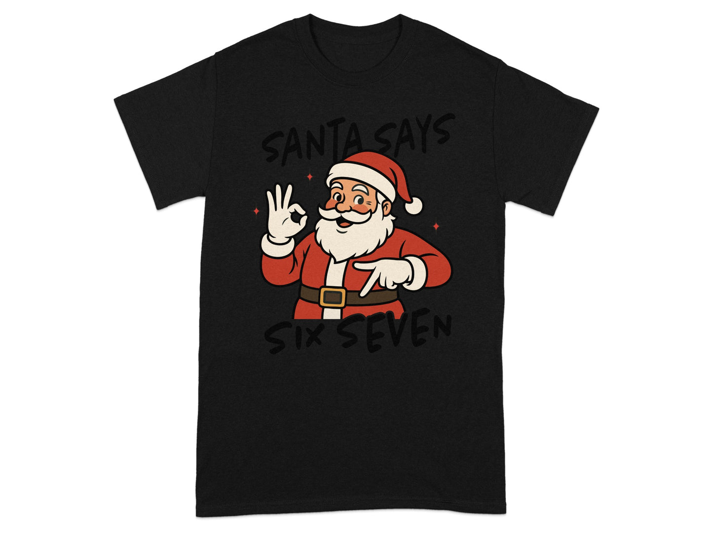 Santa Says Six Seven Black Graphic Tee