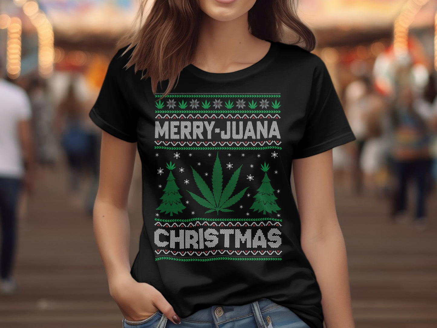 Merry Juana Christmas Holiday Themed Graphic T-shirt