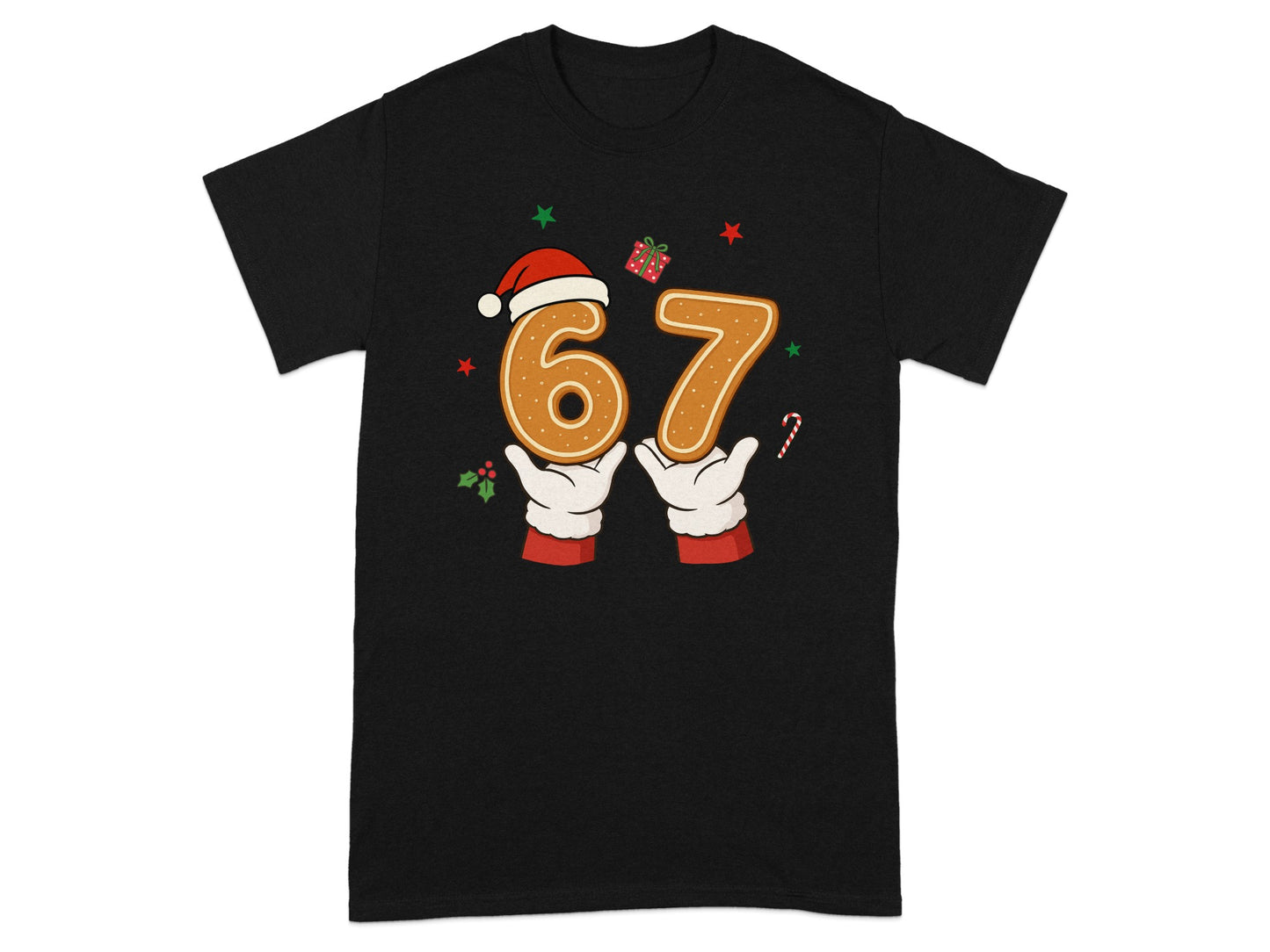 Festive Gingerbread Hands Holding Number 67 T-shirt