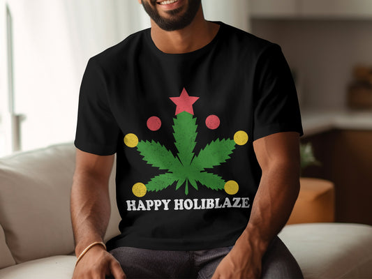 Happy Holiblaze Festive Graphic Tee for Holiday Fun