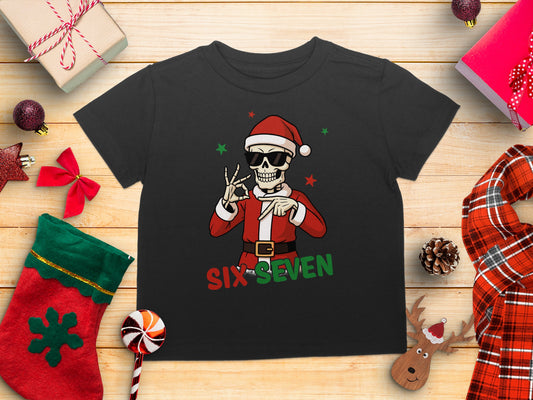 Santa Skeleton Six Seven Holiday Kids T-Shirt