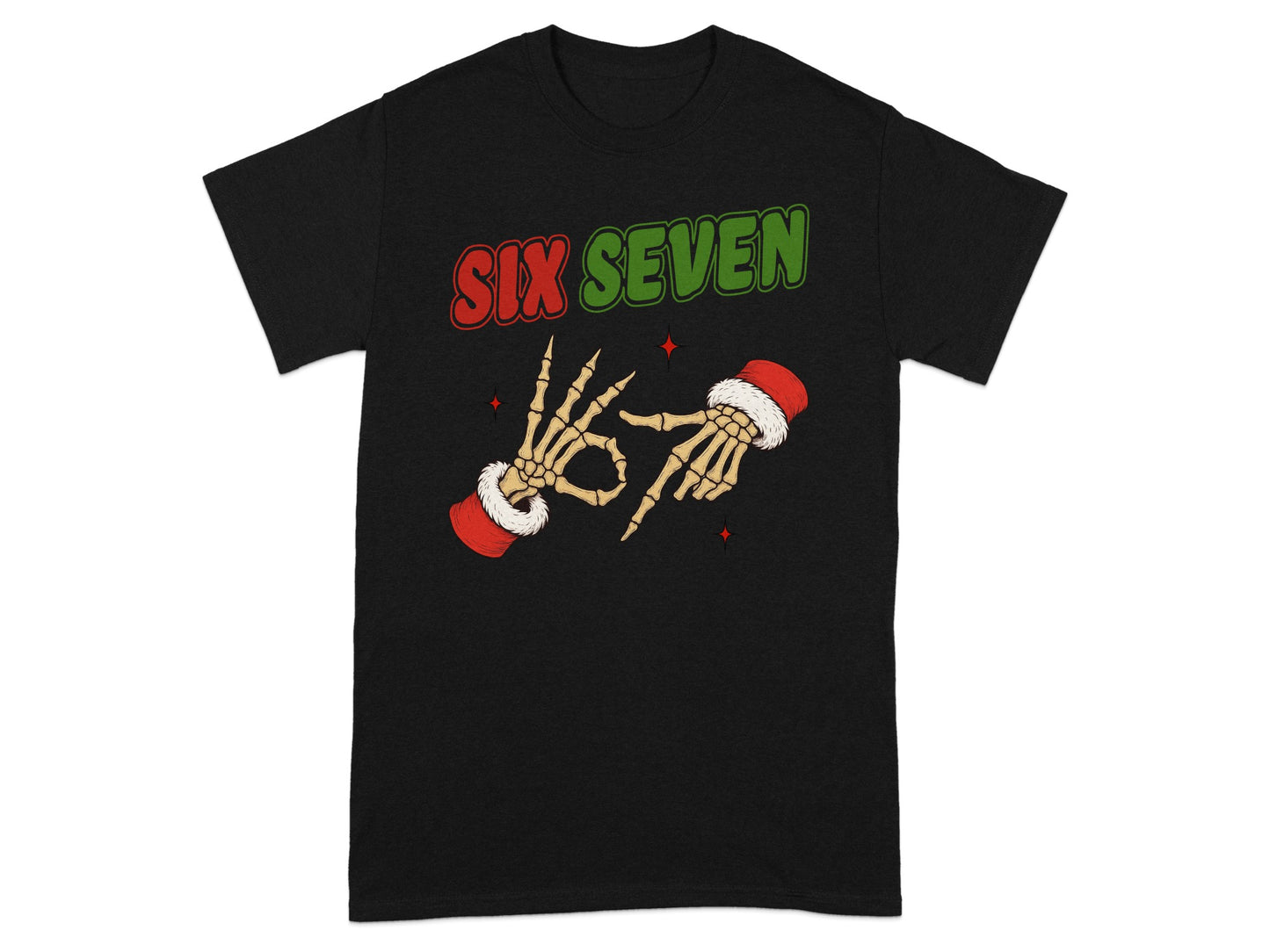 Santa Skeleton Hands Six Seven Graphic T-Shirt