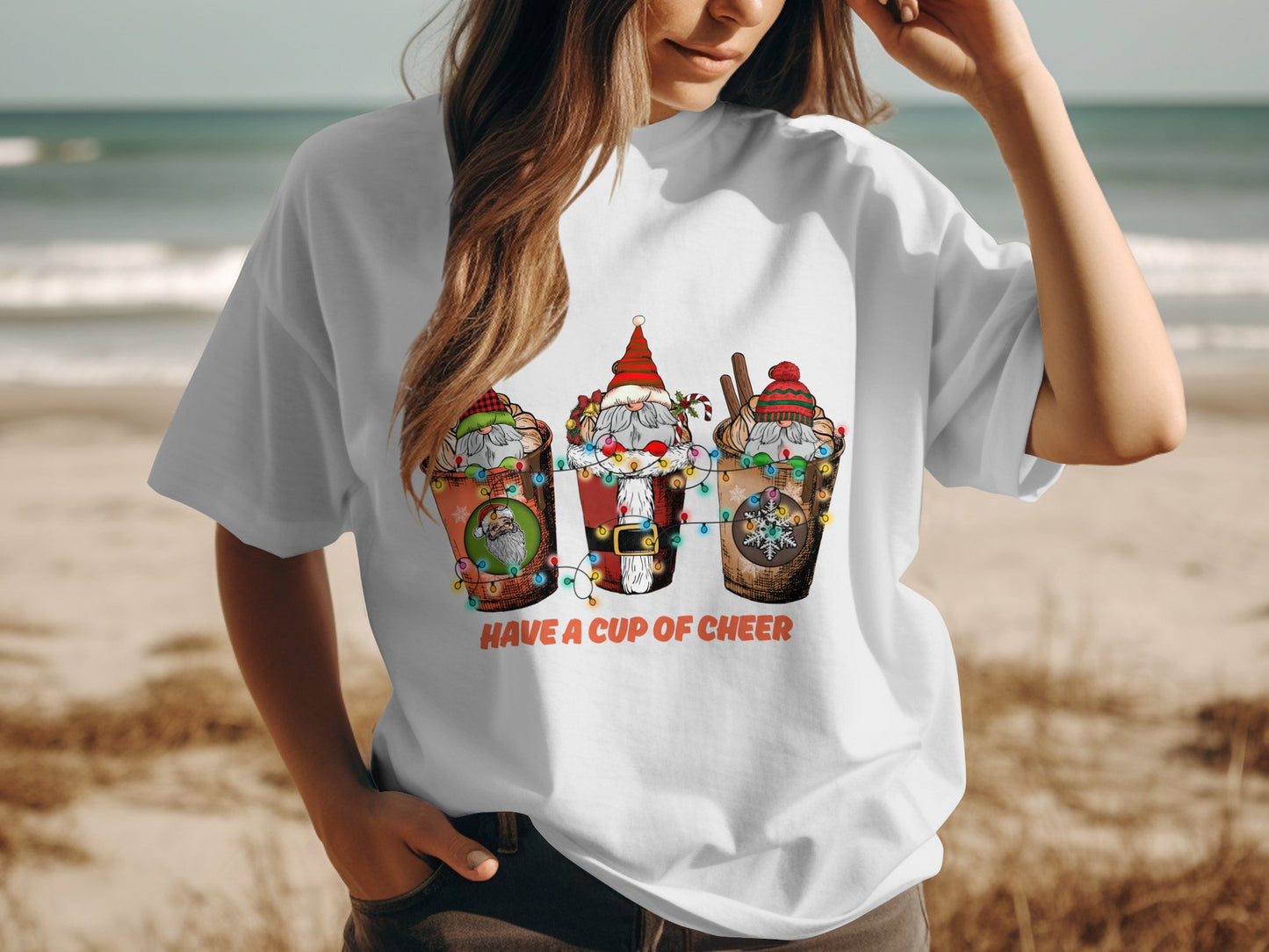 Christmas Gnomes with Hot Cocoa Graphic Tee Shirt