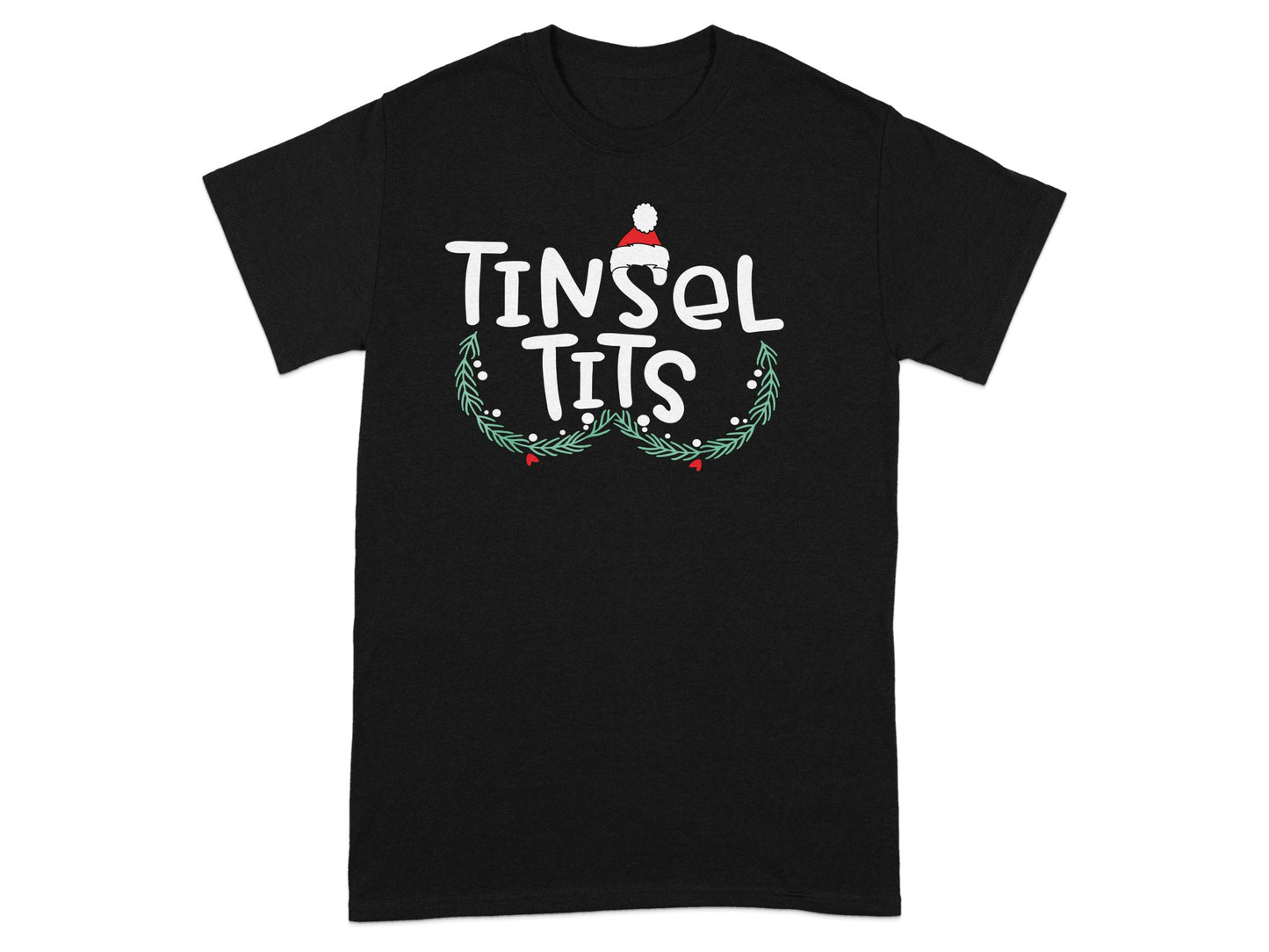 Tinsel Tits Funny Christmas Santa Hat Graphic Tee