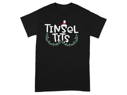 Tinsel Tits Funny Christmas Santa Hat Graphic Tee
