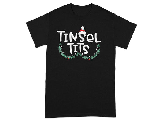 Tinsel Tits Funny Christmas Santa Hat Graphic Tee