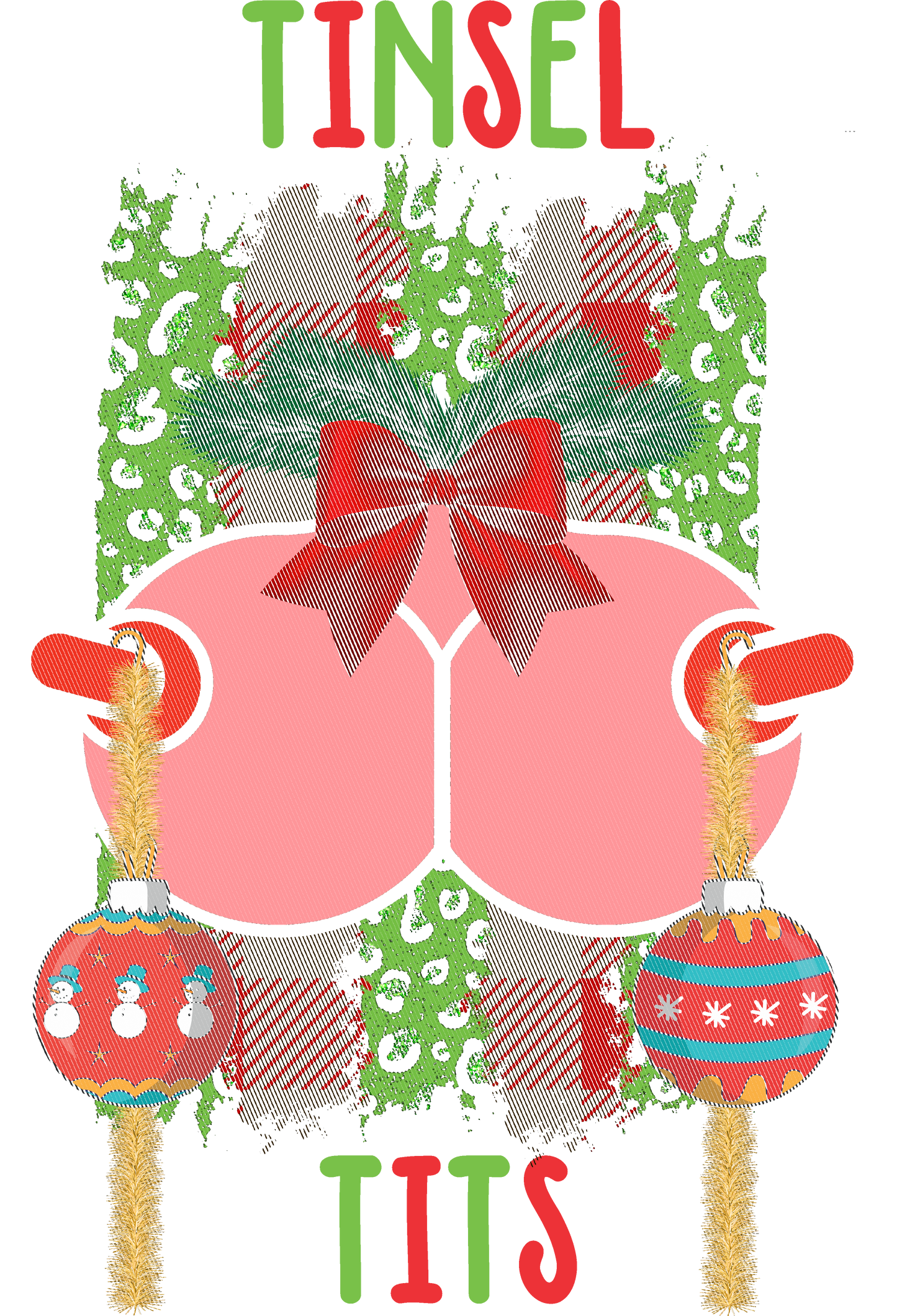 Funny Christmas Tinsel Tits Holiday Graphic Tee