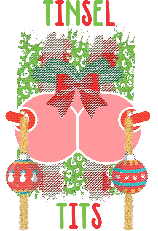 Funny Christmas Tinsel Tits Holiday Graphic Tee