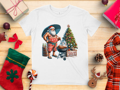 Santa Grilling by the Christmas Tree T-shirt