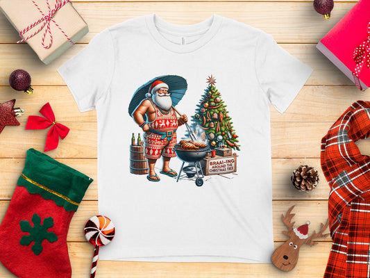 Santa Grilling by the Christmas Tree T-shirt