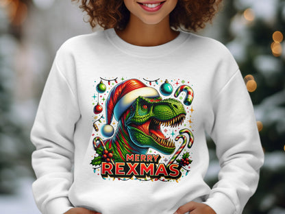 Merry Rexmas Dinosaur Christmas Sweatshirt