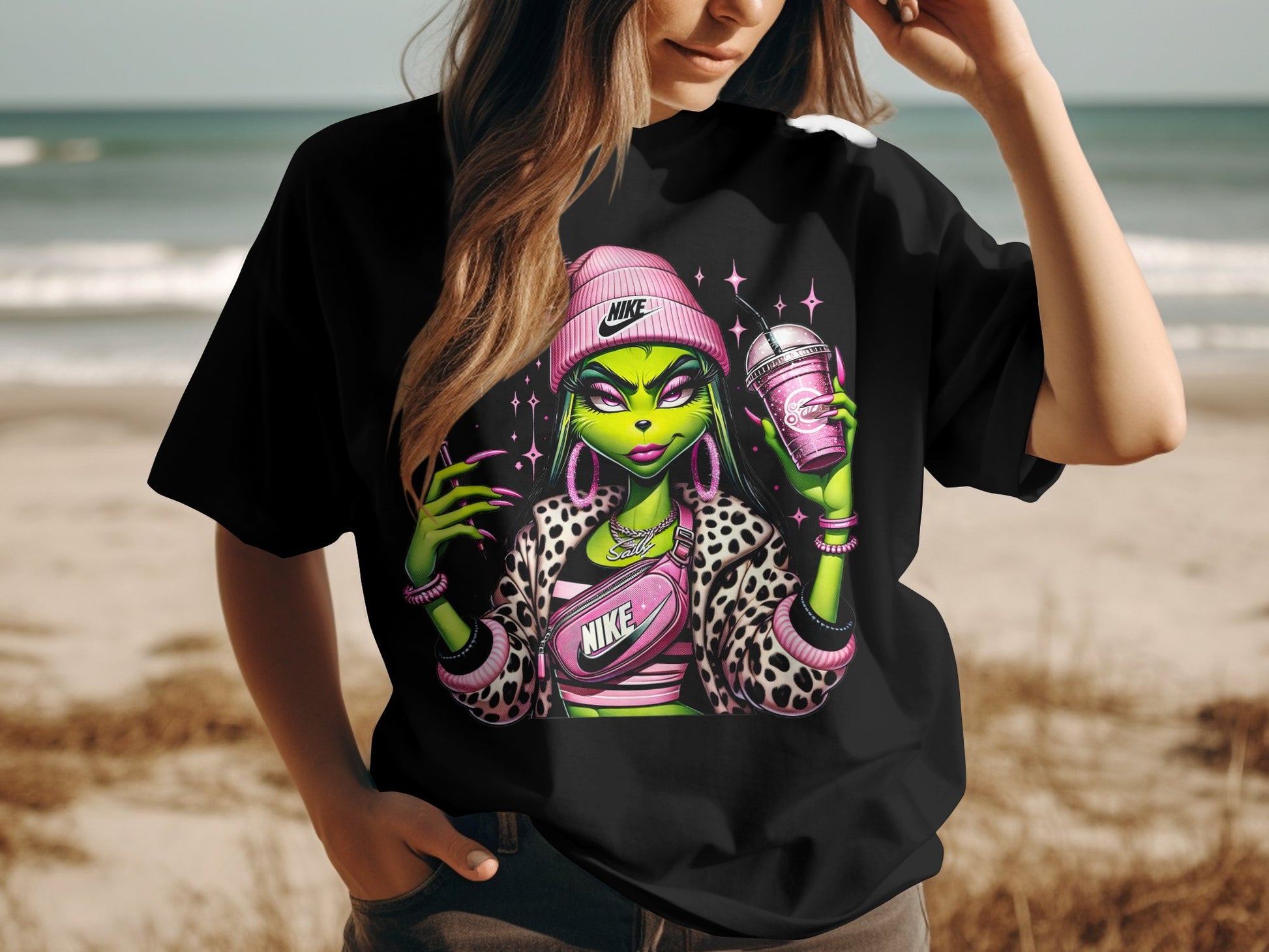 Stylish Alien Creature Holding Drink Product