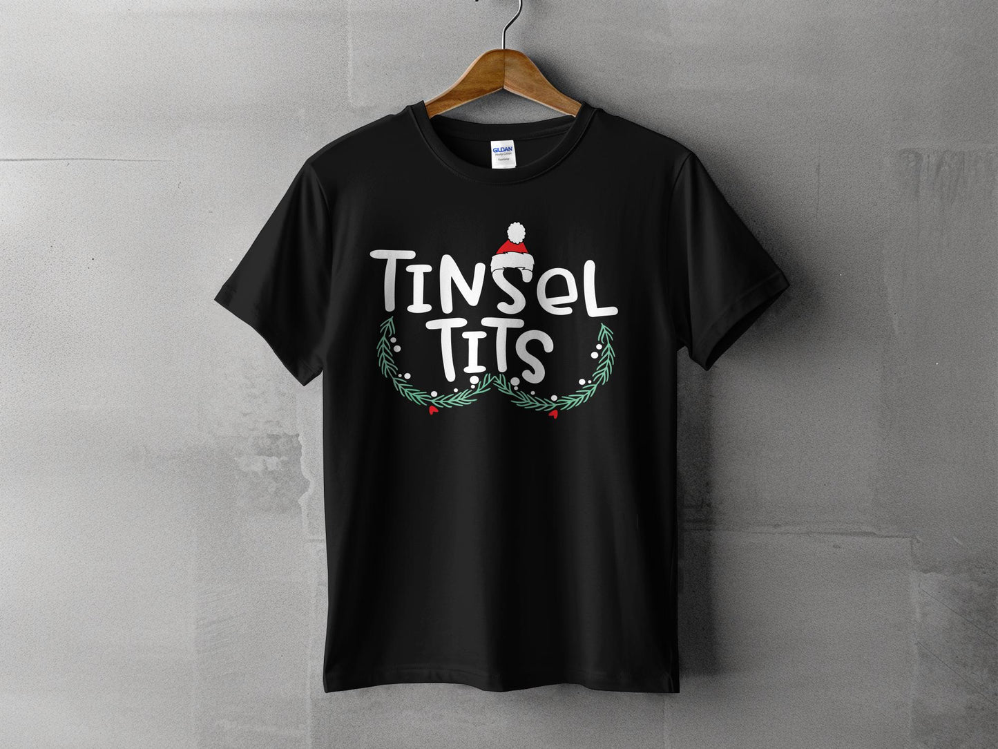 Festive Tinsel Tits Black Shirt Christmas Product
