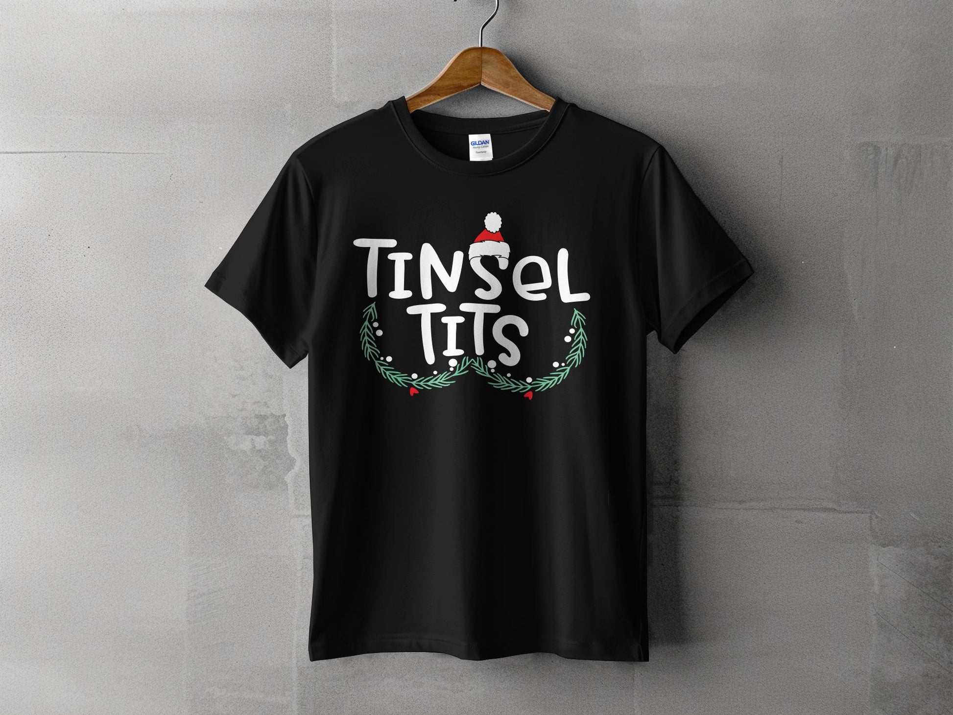 Festive Tinsel Tits Black Shirt Christmas Product