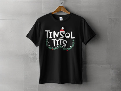 Festive Tinsel Tits Black Shirt Christmas Product