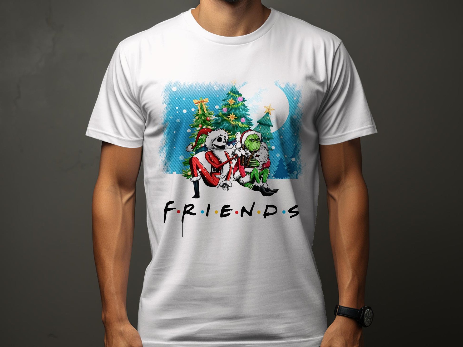 Festive Friends Graphic Tee with Christmas Theme
