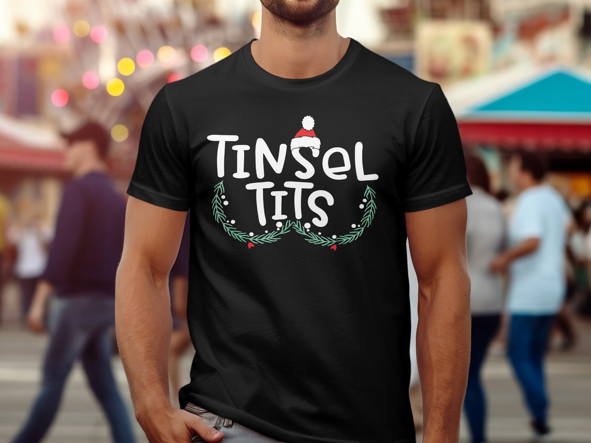 Tinsel Tits Festive Holiday Theme Gift Graphic Tee