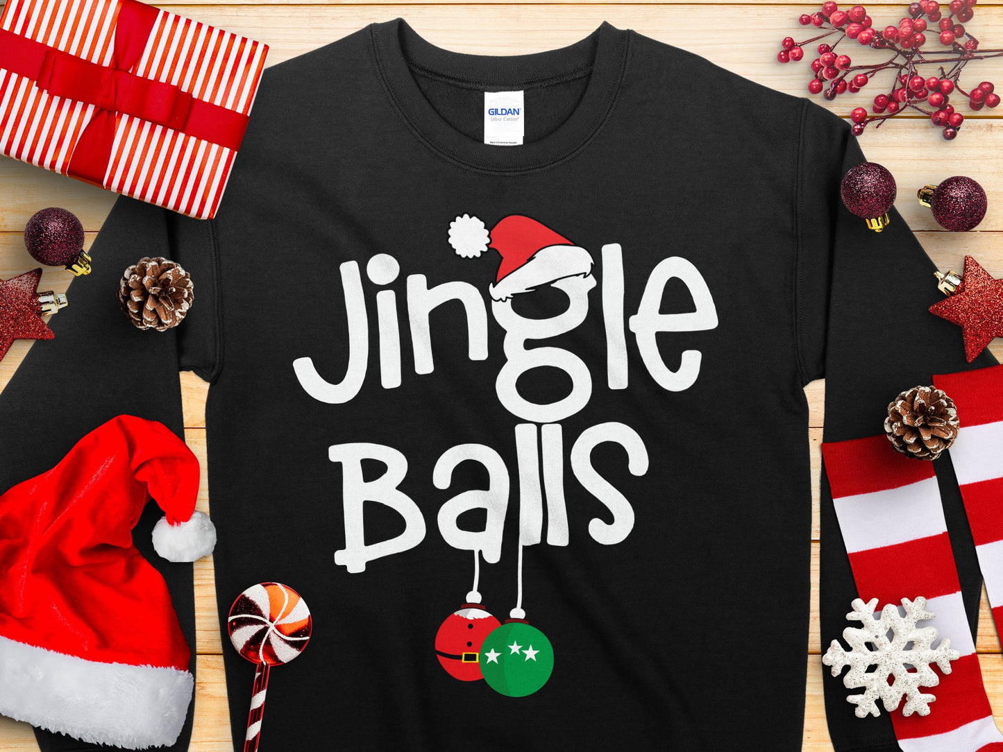 Jingle Balls Christmas Sweatshirt with Holiday Designs