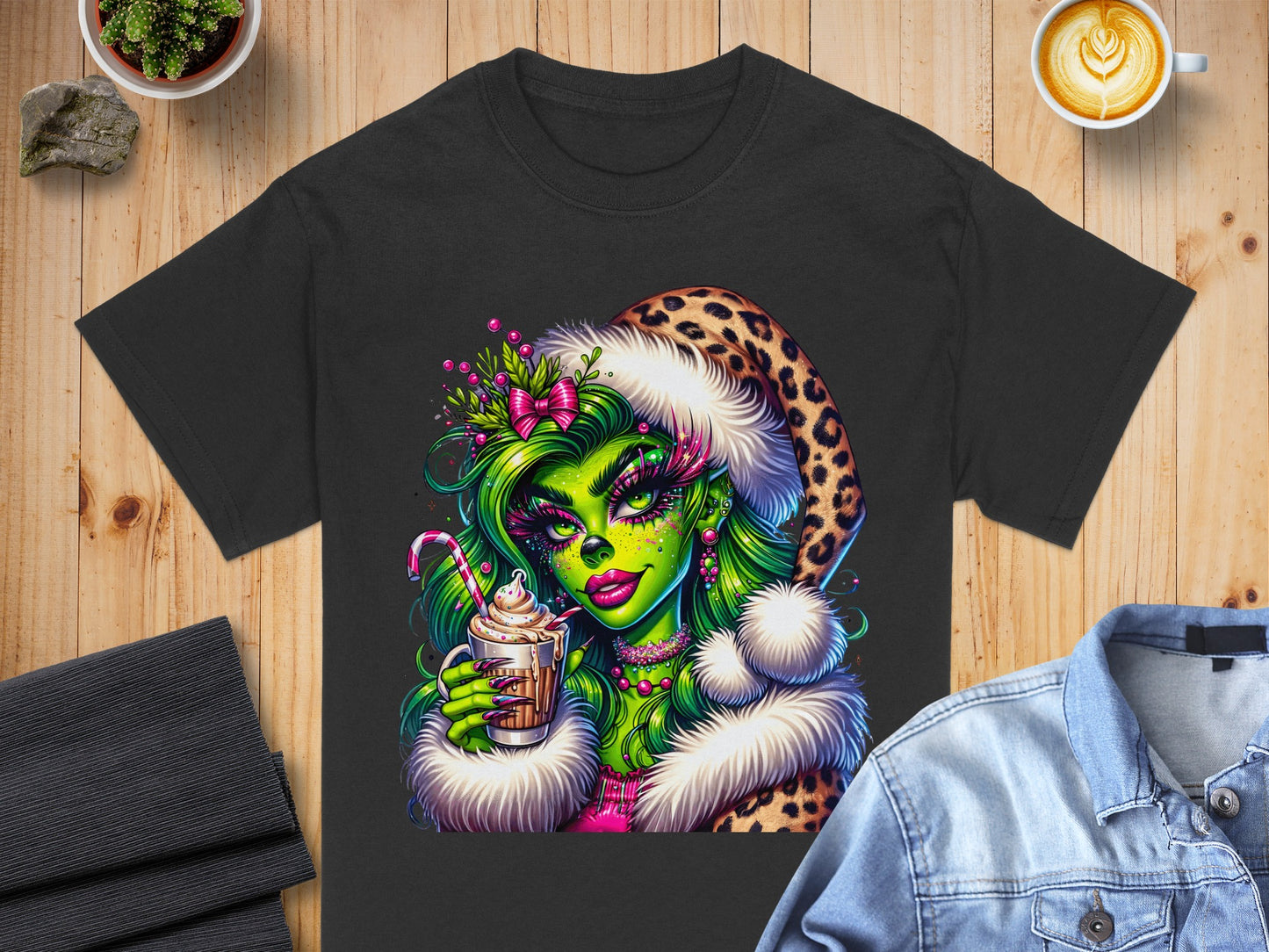 Festive Wild Green Character Holiday T-shirt