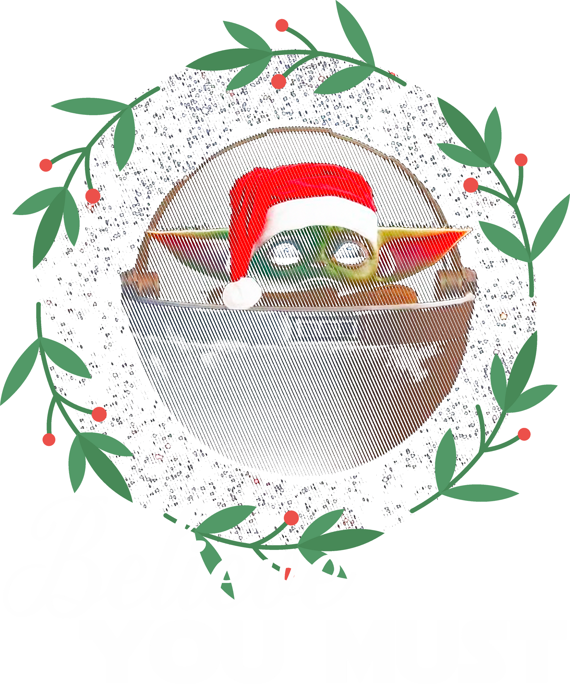 Festive Baby Yoda Wearing Santa Hat Circle Print