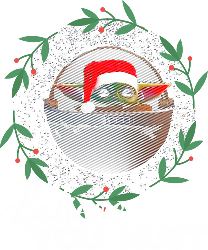Festive Baby Yoda Wearing Santa Hat Circle Print