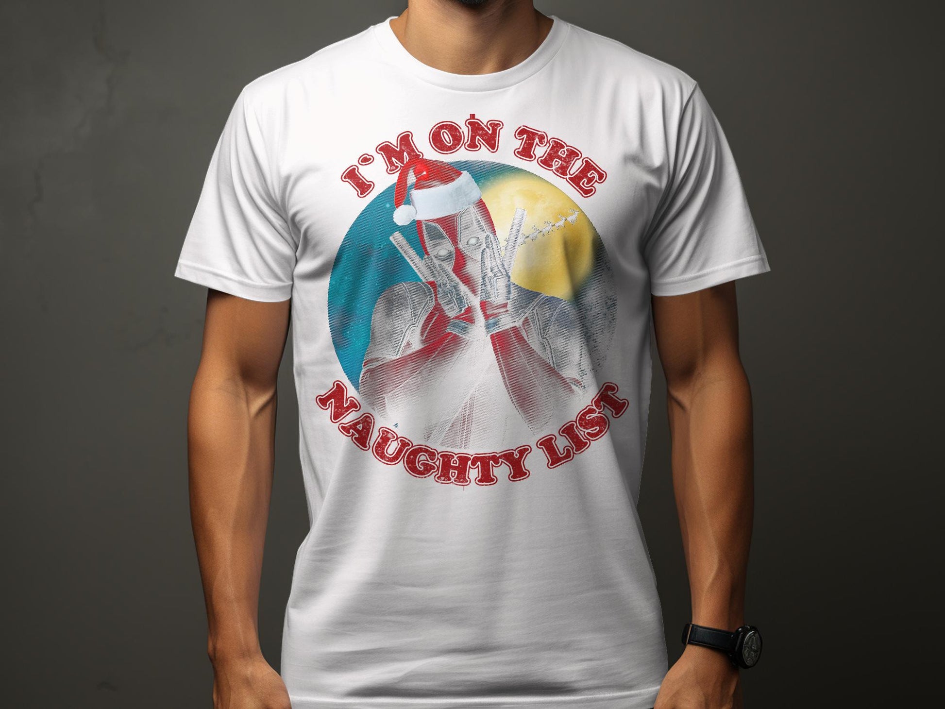 I'm On The Naughty List Santa Graphic T-shirt