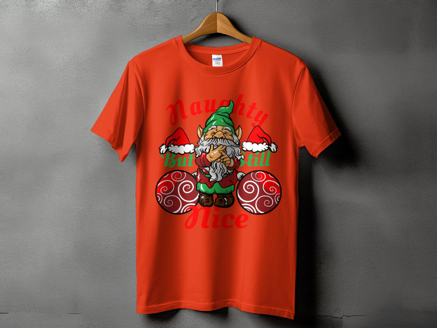 Naughty Nice Gnome Christmas Graphic T-Shirt