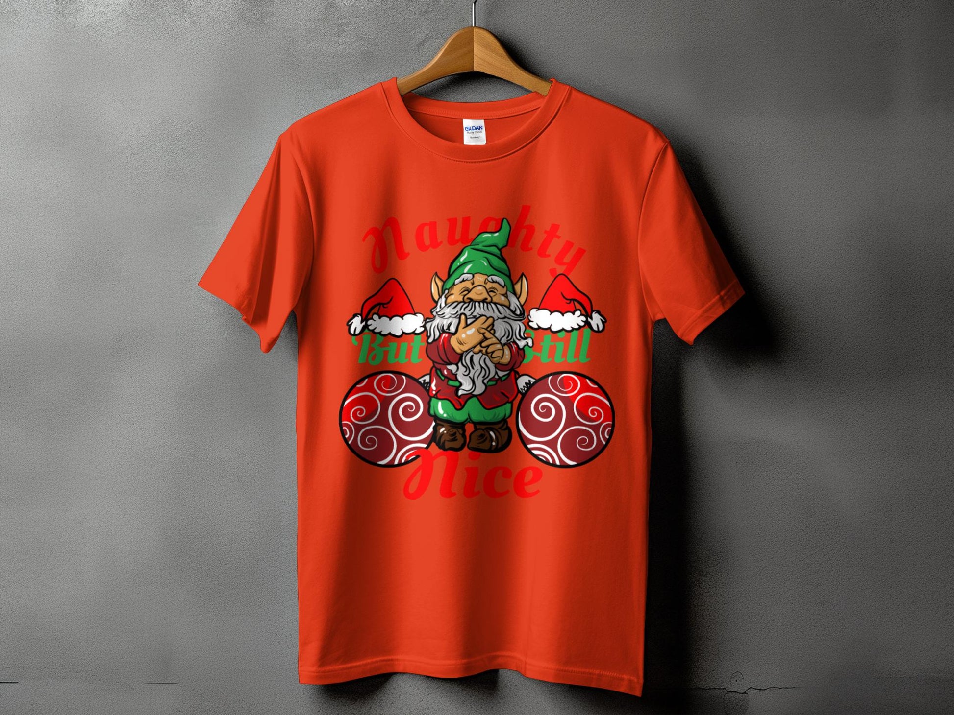 Naughty Nice Gnome Christmas Graphic T-Shirt