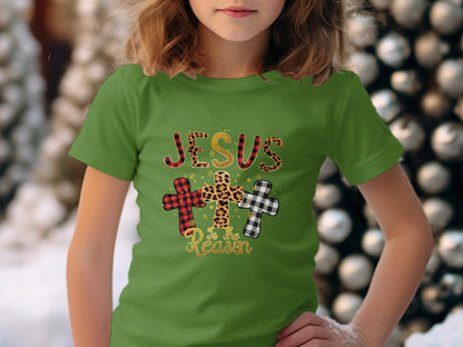 Jesus Gingerbread Plaid Crosses Children's T-shirt