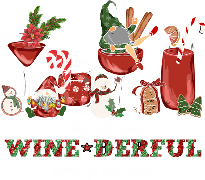 Festive Holiday Wine Glass Gnome Candy Cane Design