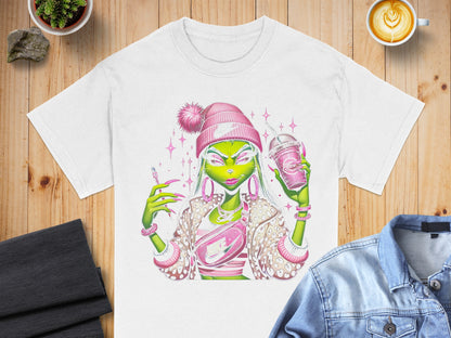 Alien Girl Hip Hop Style with Bubble Tea Shirt