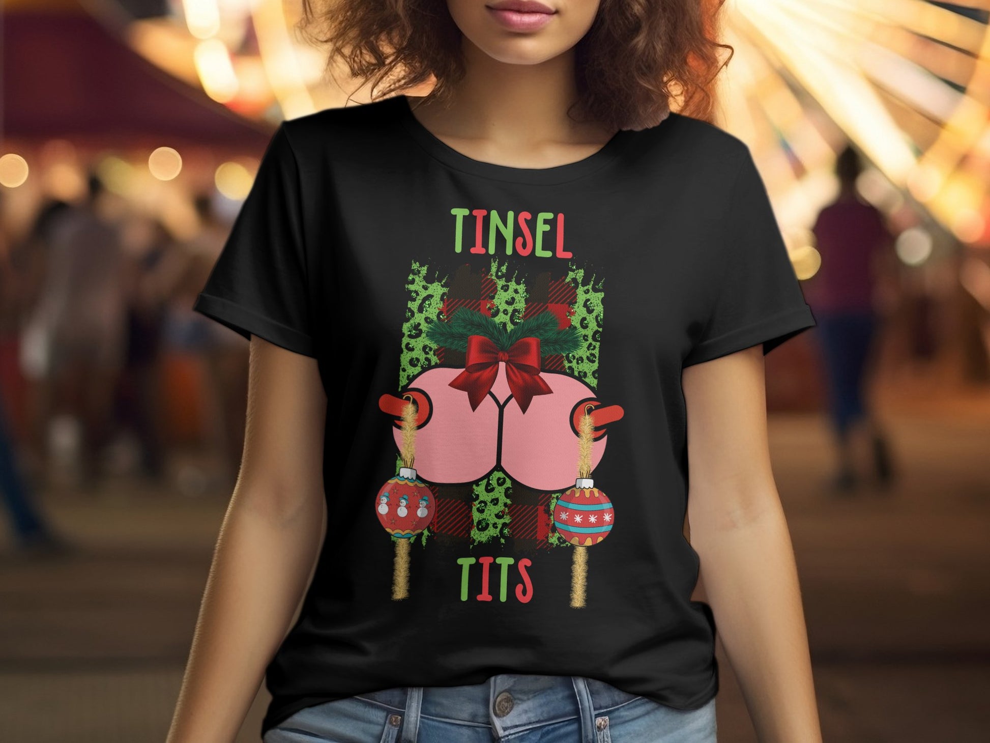 Tinsel Tits Funny Christmas Gift T Shirt