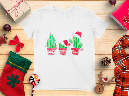 Festive Cactus Christmas Printed Graphic T-Shirt