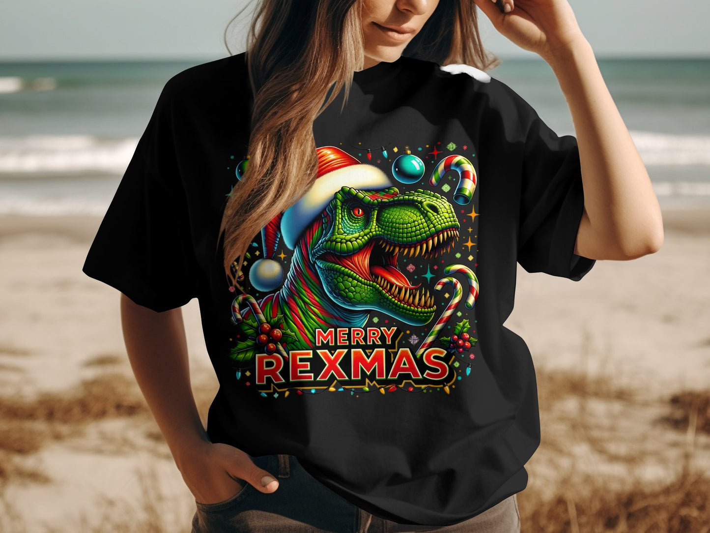 Merry Rexmas Dinosaur Christmas Themed Shirt