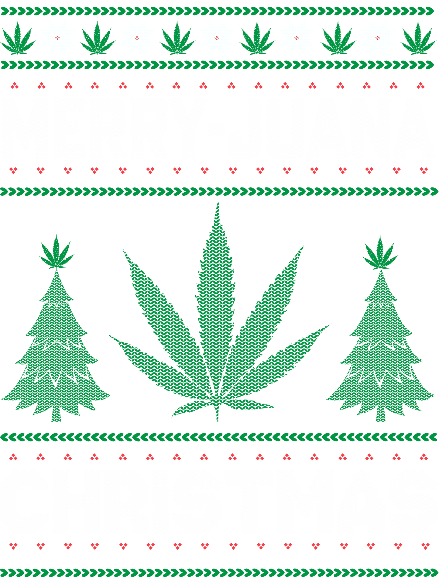 Holiday Christmas Themed Weed Print Christmas Sweater