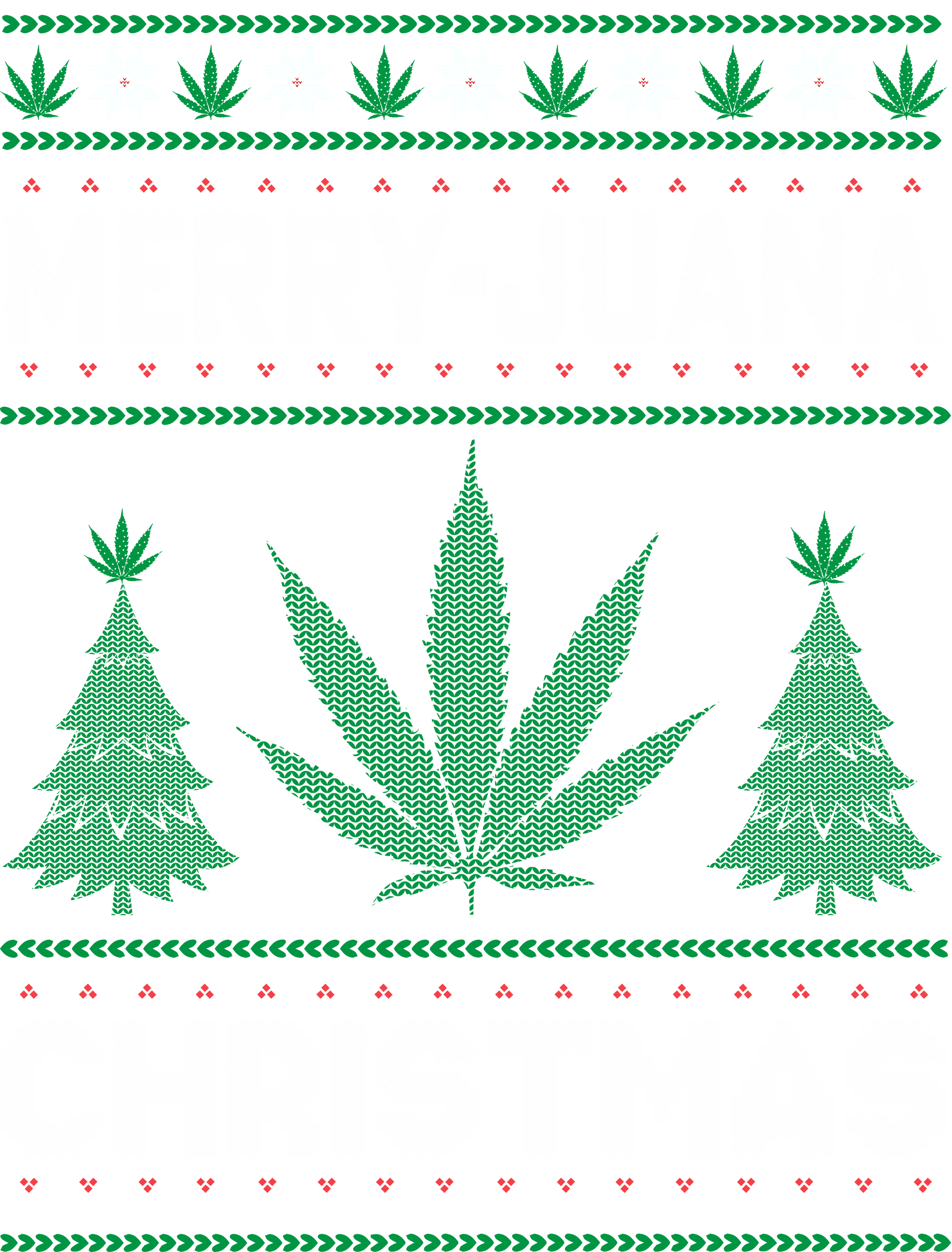 Holiday Christmas Themed Weed Print Christmas Sweater