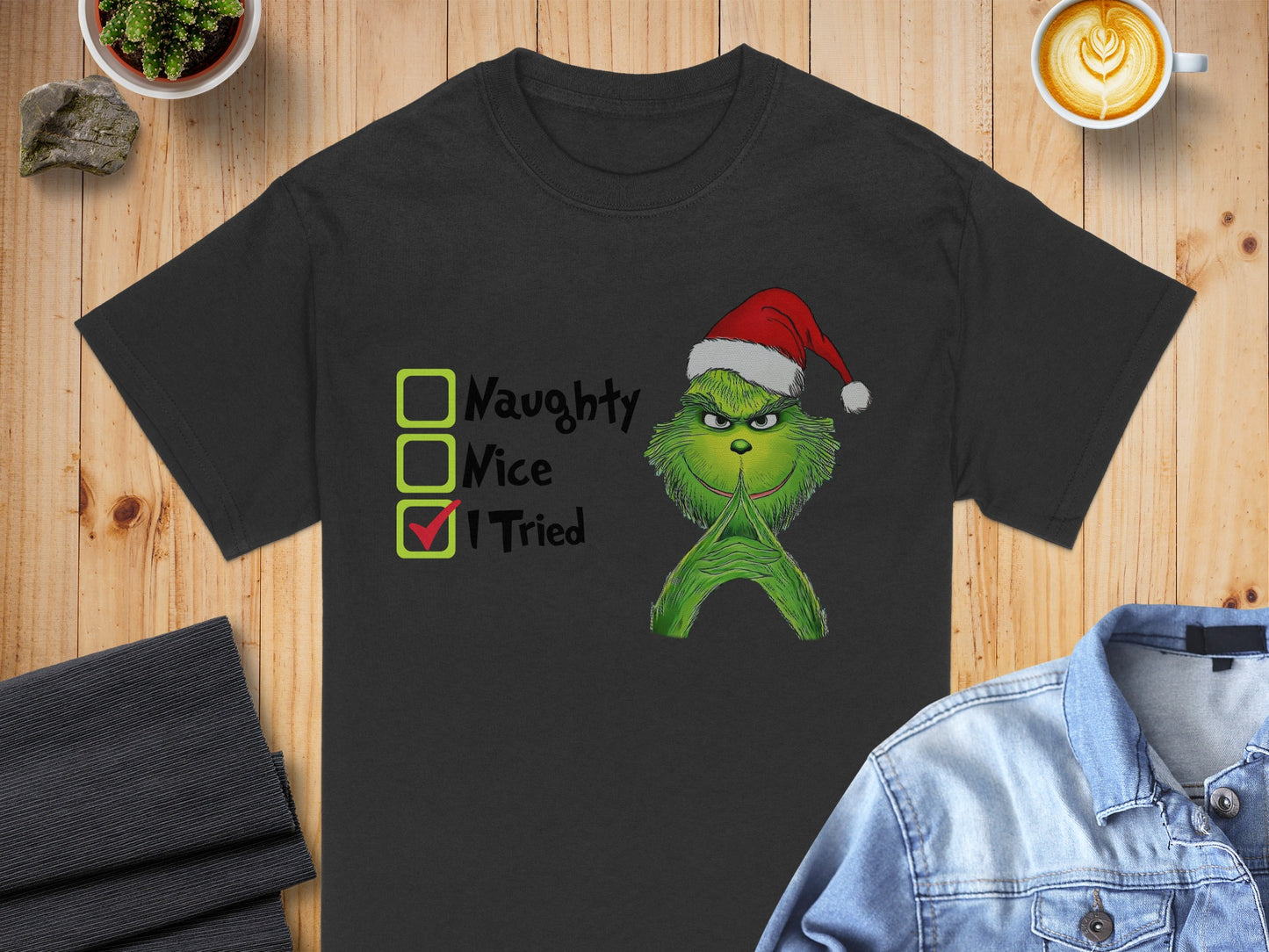 Christmas Naughty Nice I Tried Grinch Shirt