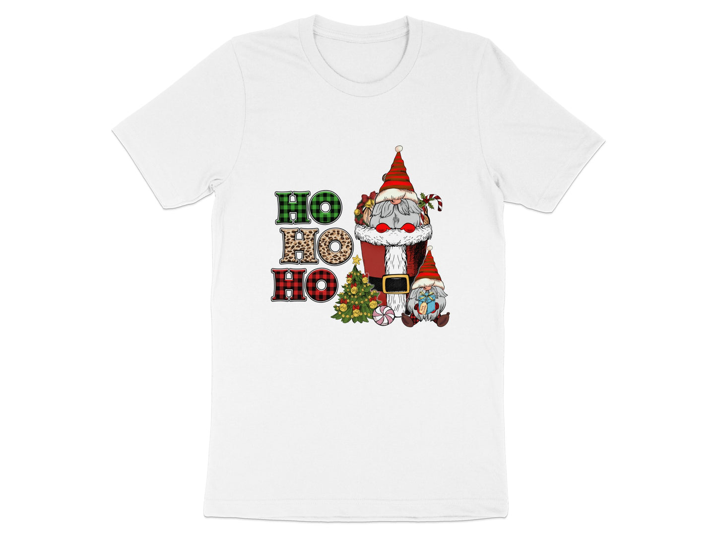 Festive Santa Cat HO HO HO Graphic Tee for Holidays