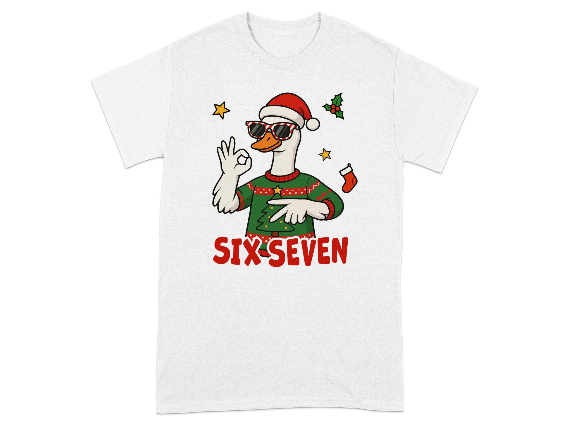 Funny Christmas Duck SIX SEVEN Graphic T-shirt