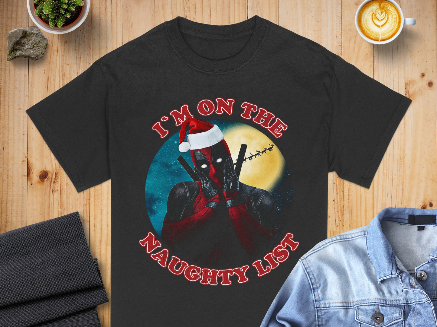 I'm On The Naughty List Santa Deadpool Graphic Tee