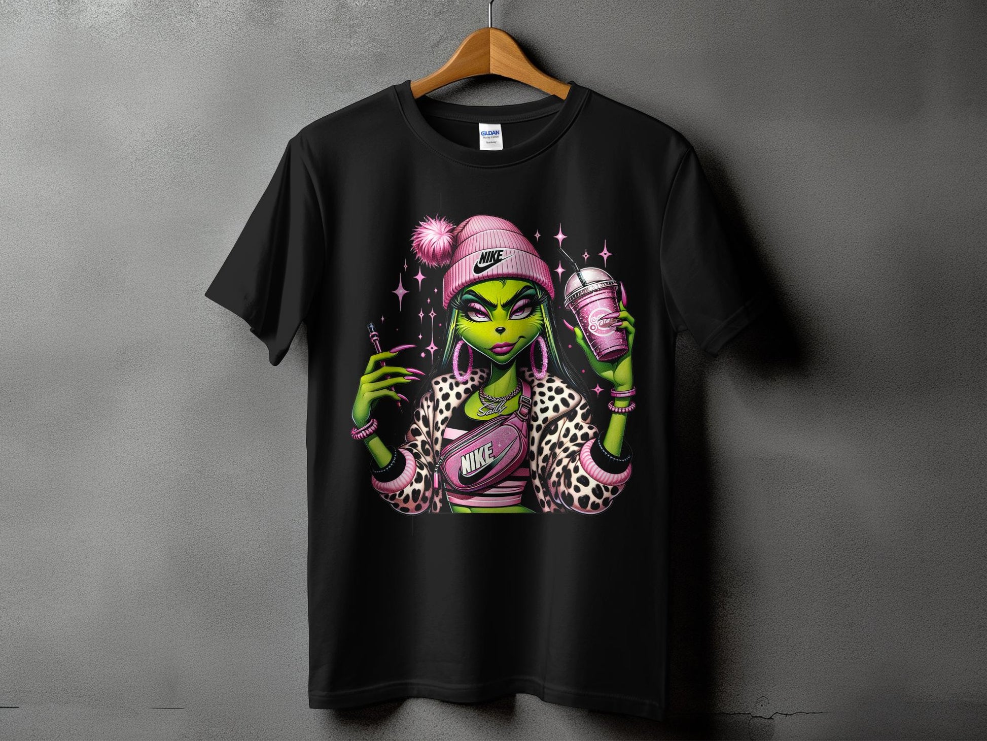 Alien Fashionista Graphic Tee with Pink Beanie