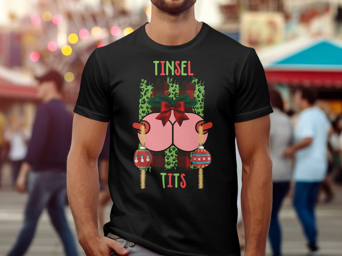 Tinsel Tits Funny Christmas Novelty Graphic Tee