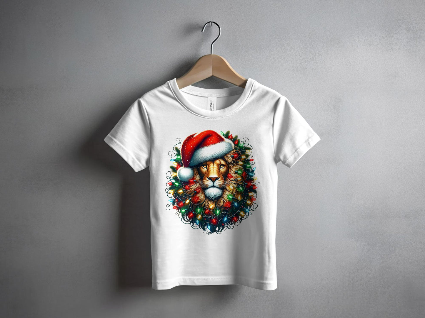 Festive Christmas Lion with Santa Hat T-shirt