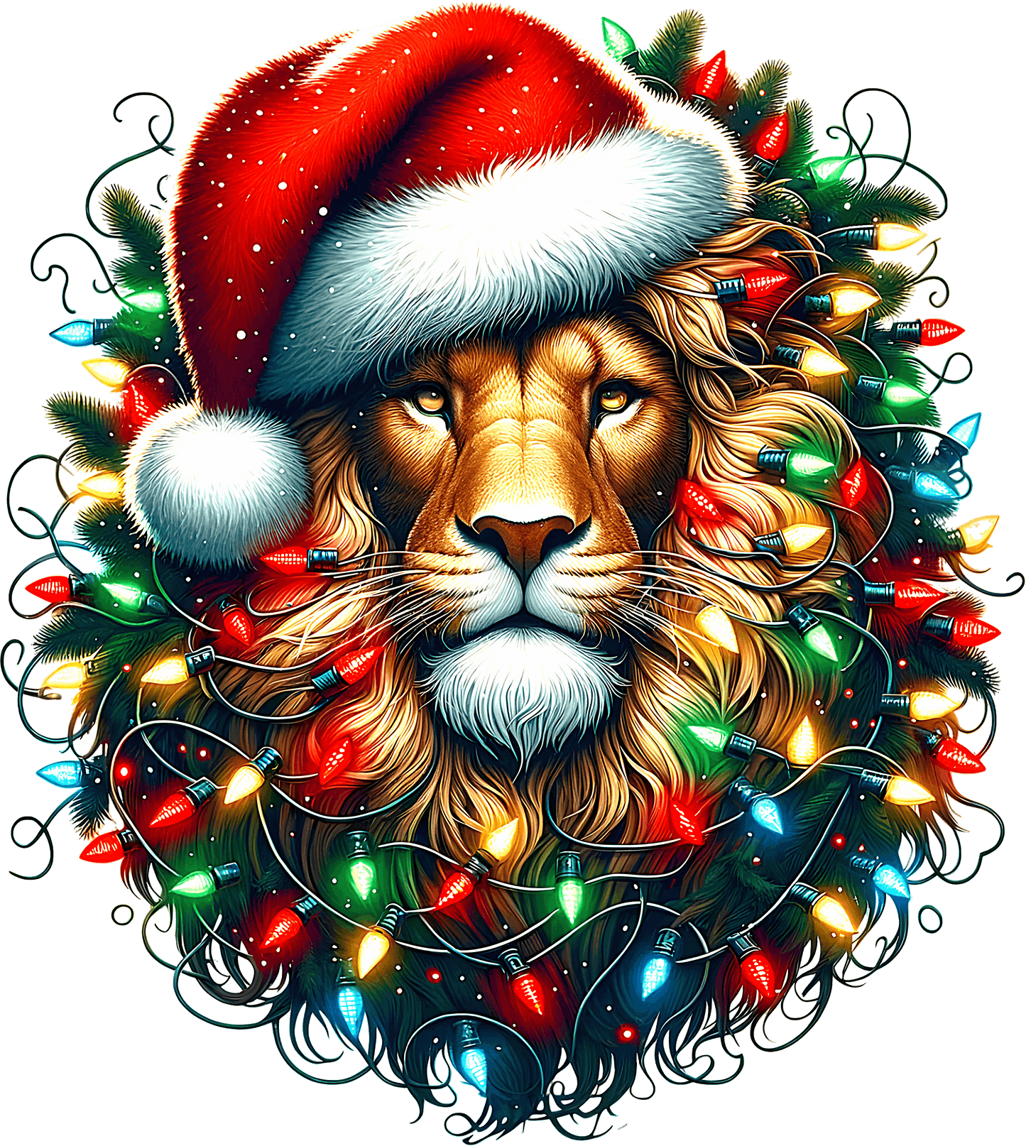 Festive Lion with Christmas Lights Unique Holiday Decoration