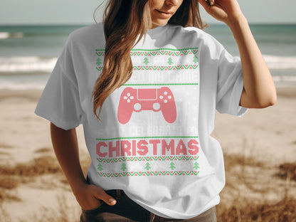 Christmas Gamer Themed T-Shirt Ideal for Holidays