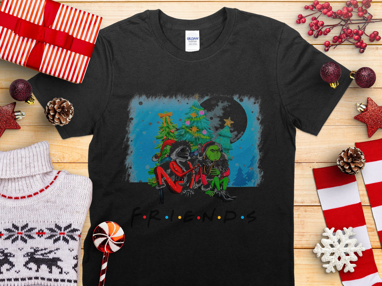 Friends Christmas Grinch and Scrooge T-Shirt