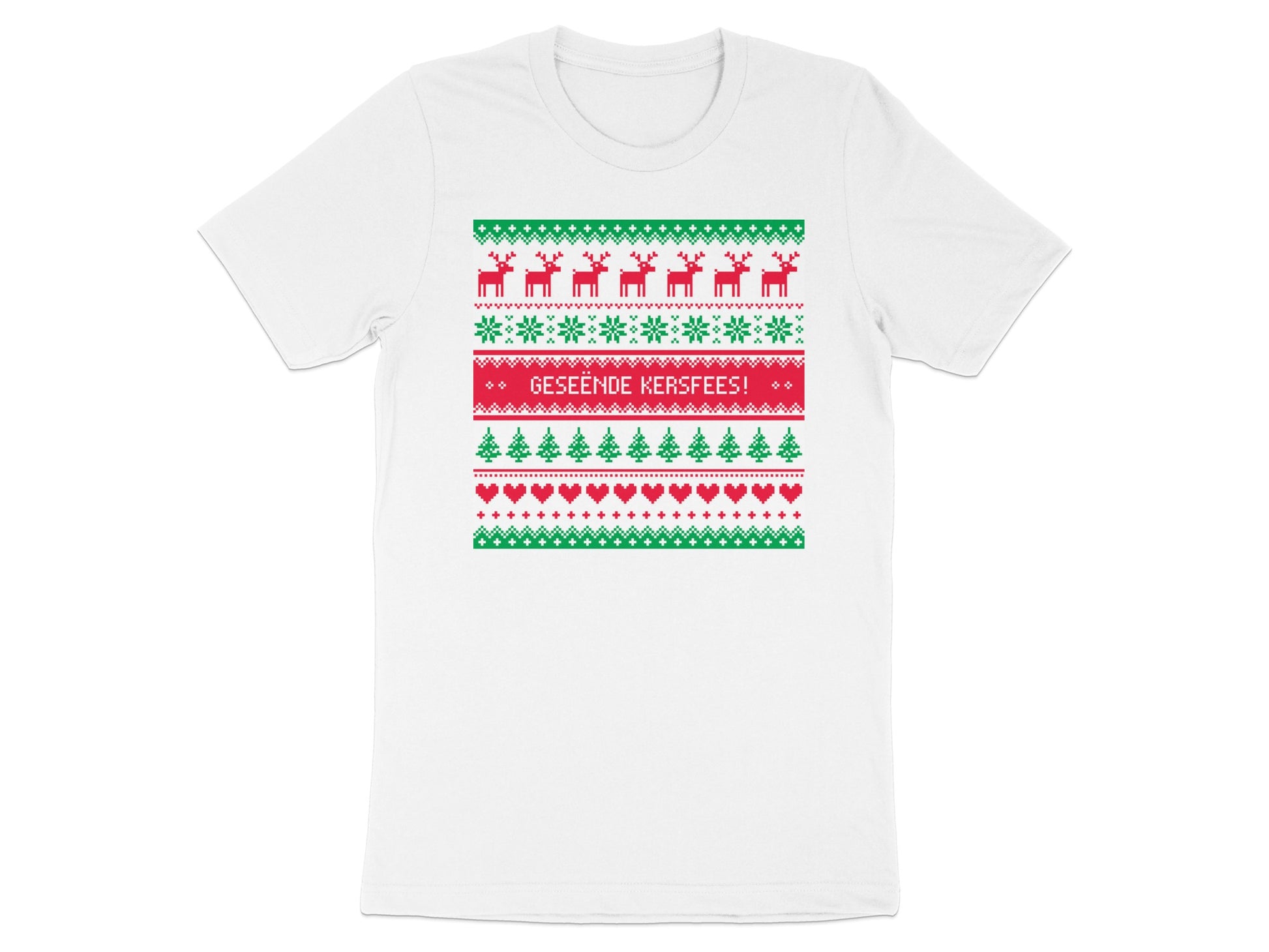 Festive Christmas Reindeer and Hearts Design T-Shirt