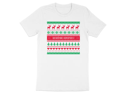 Festive Christmas Reindeer and Hearts Design T-Shirt