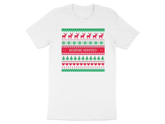 Festive Christmas Reindeer and Hearts Design T-Shirt
